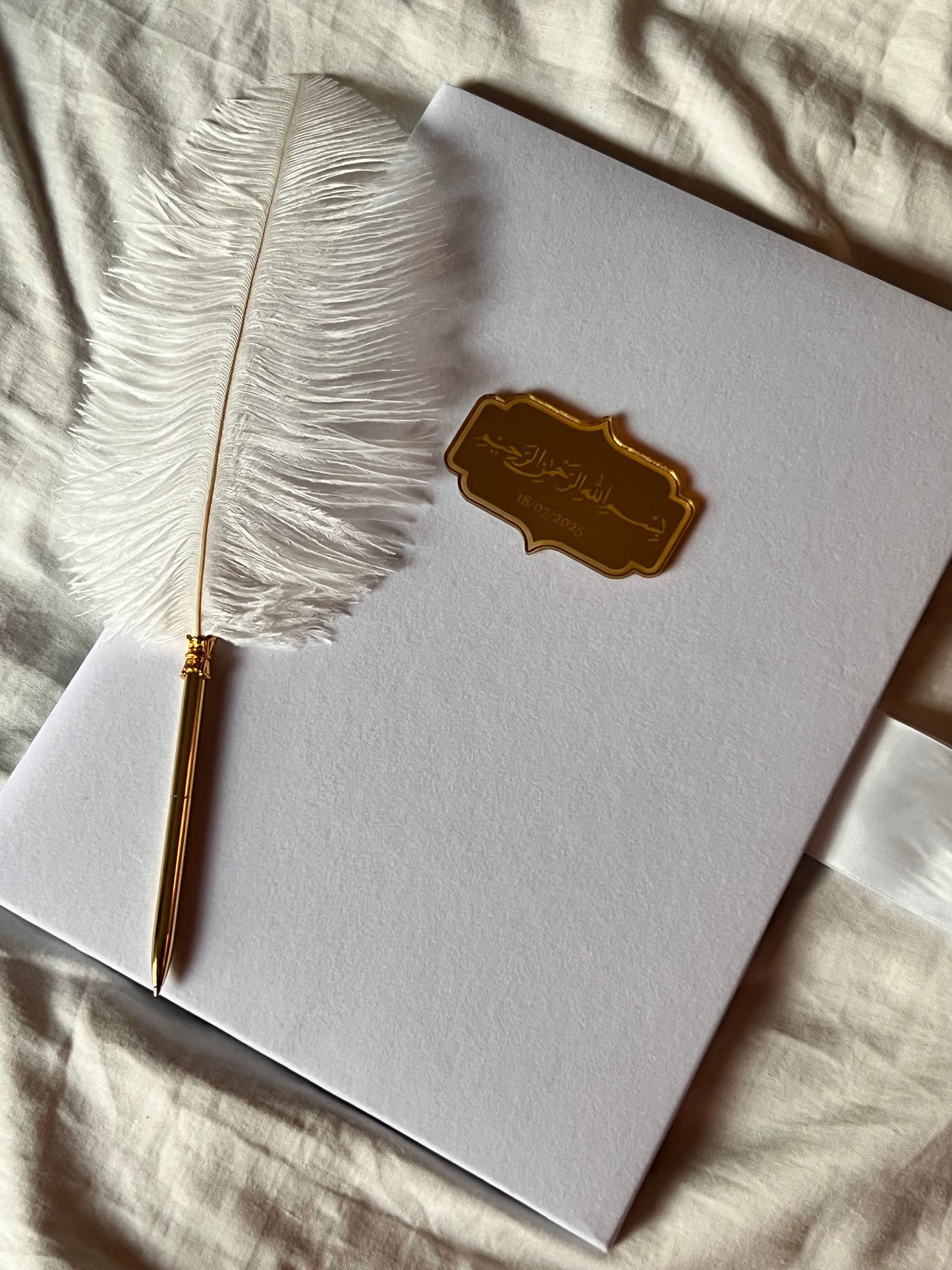 A4/A3 nikkah certificate - feather pen - folder - wedding certificate