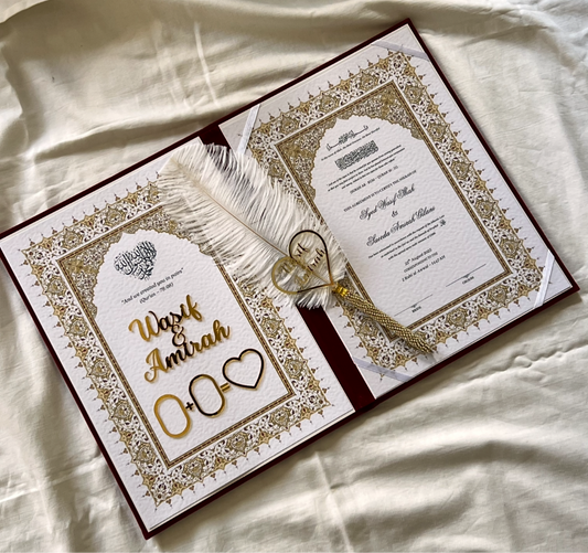 A4 booklet set - personalised wedding velvet folder - certificate holder