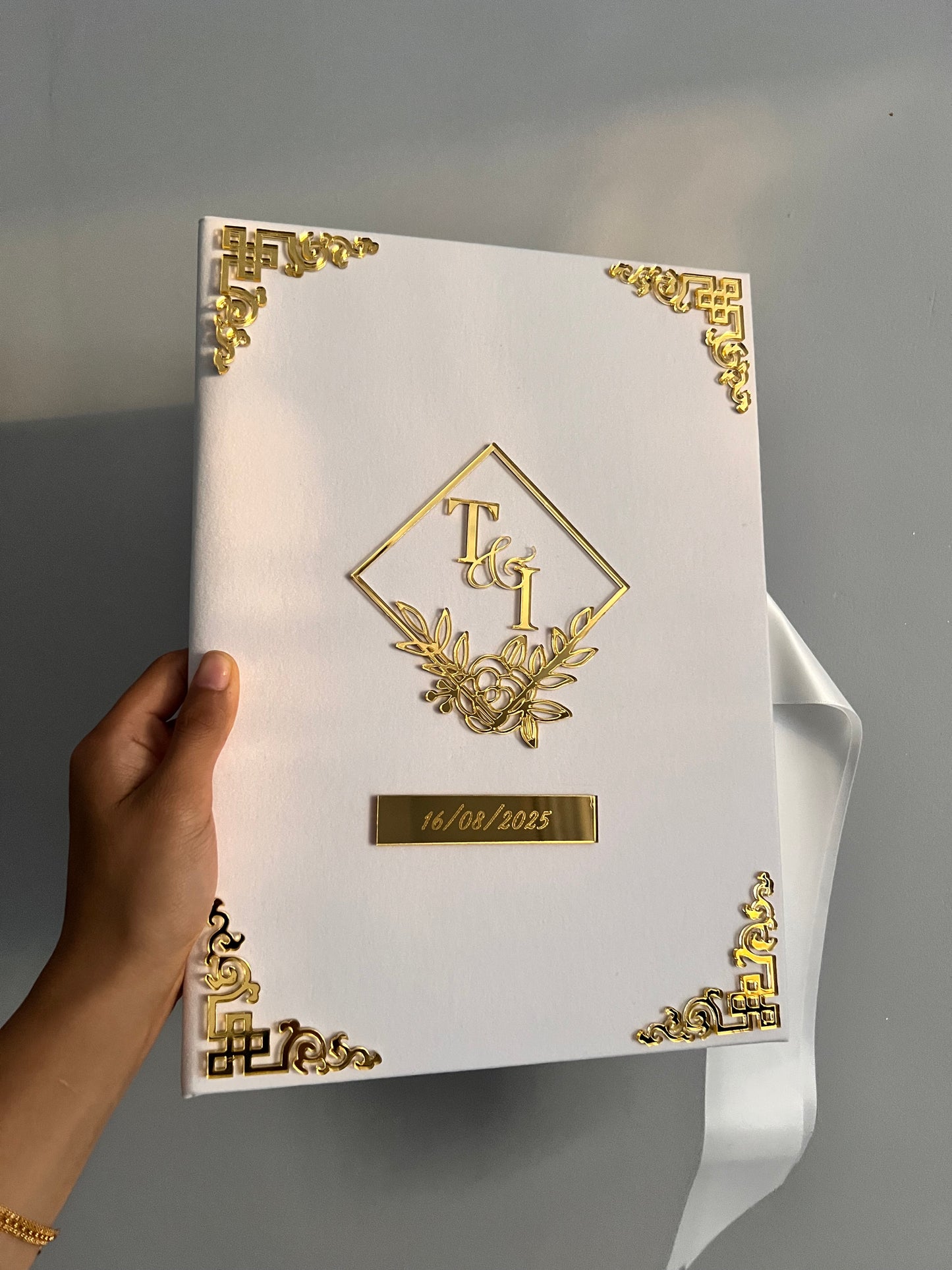 A4 velvet Nikkah booklet - personalised wedding folder - certificate holder