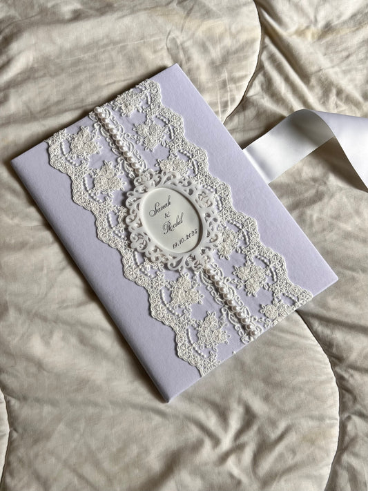 A4 Nikkah booklet - personalised wedding velvet folder - certificate holder - lace