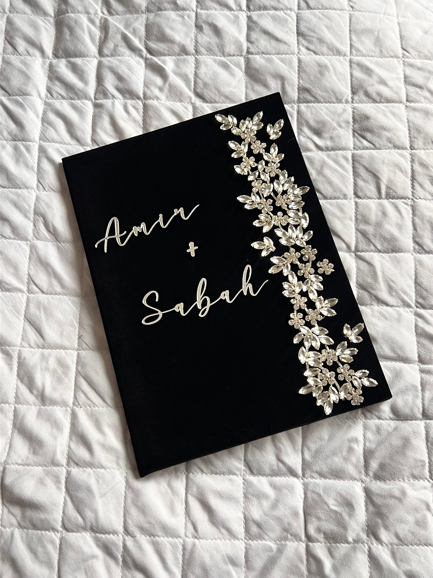A4 Nikkah booklet - personalised wedding velvet folder - certificate holder - rhinestones