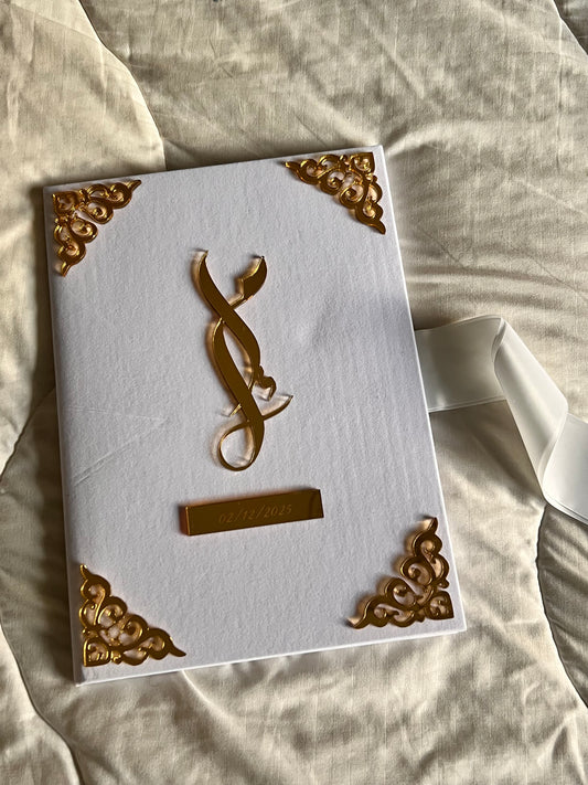 A4 Nikkah booklet - personalised wedding velvet folder - a4 certificate holder
