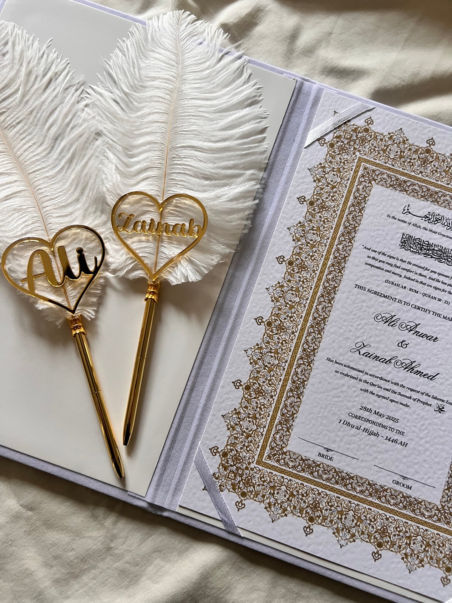 A4 Nikkah booklet - personalised wedding velvet folder - a4 certificate holder