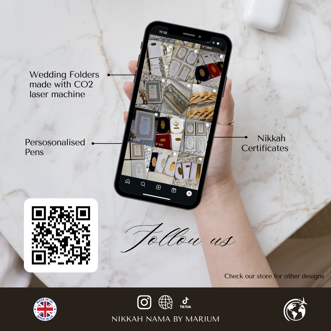 A4/A3 nikkah certificate - feather pen - folder - wedding certificate