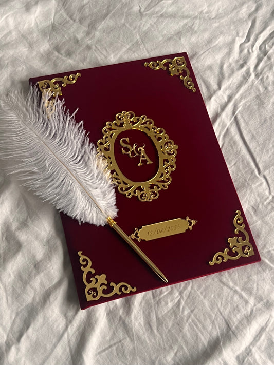 A4 velvet Nikkah booklet - personalised wedding folder - certificate holder