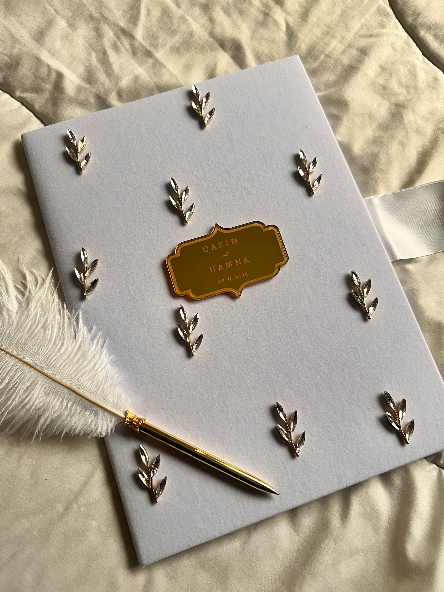 A4 Nikkah booklet - personalised wedding velvet folder - certificate holder - rhinestones