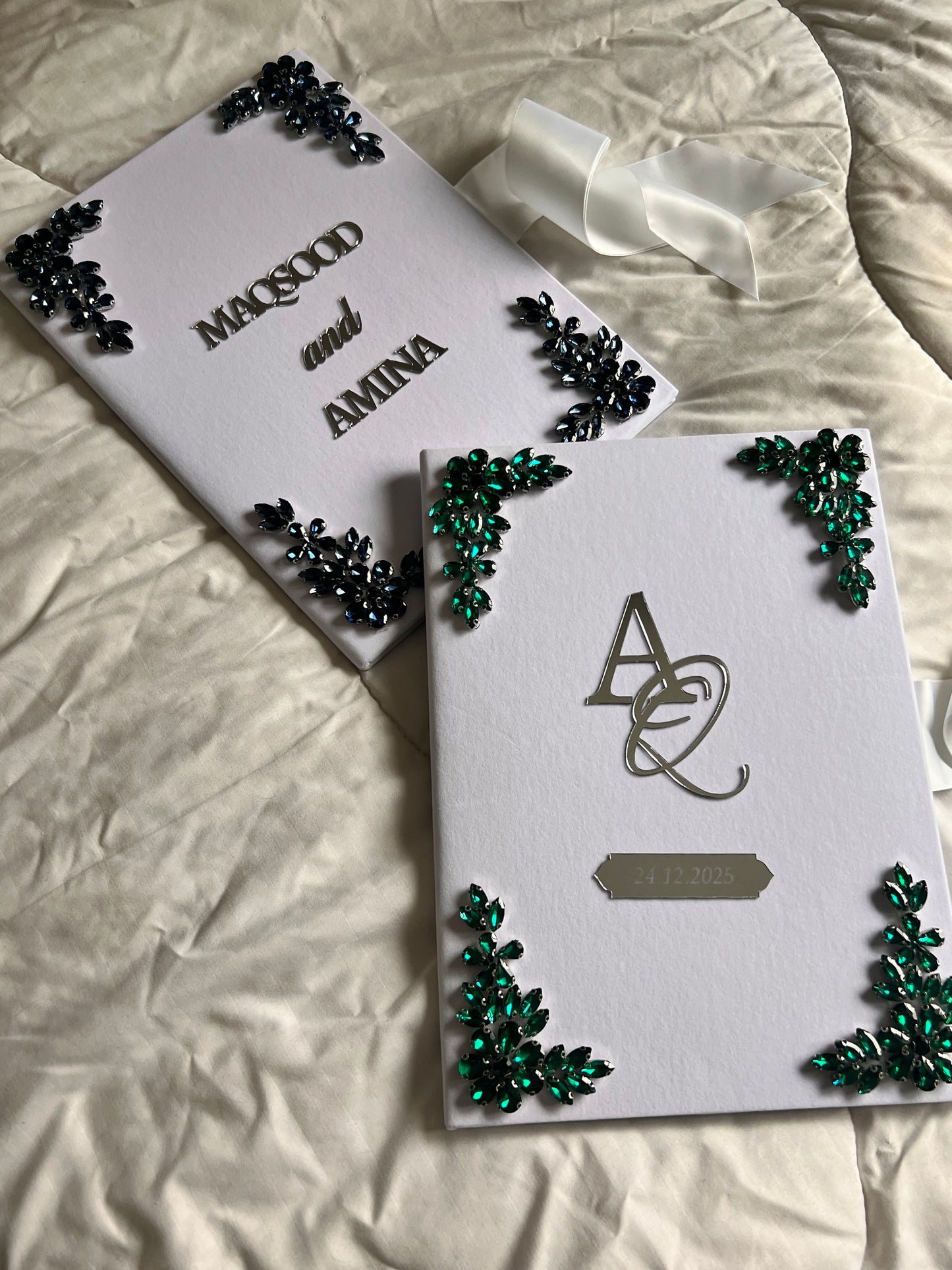 A4 velvet Nikkah booklet - wedding folder - personalised nikkah nama booklet - certificate holder - rhinestones
