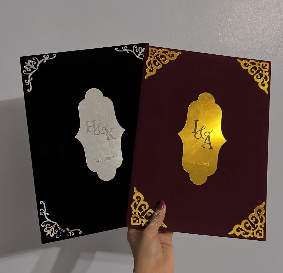 A4 velvet Nikkah booklet - personalised wedding folder - certificate holder