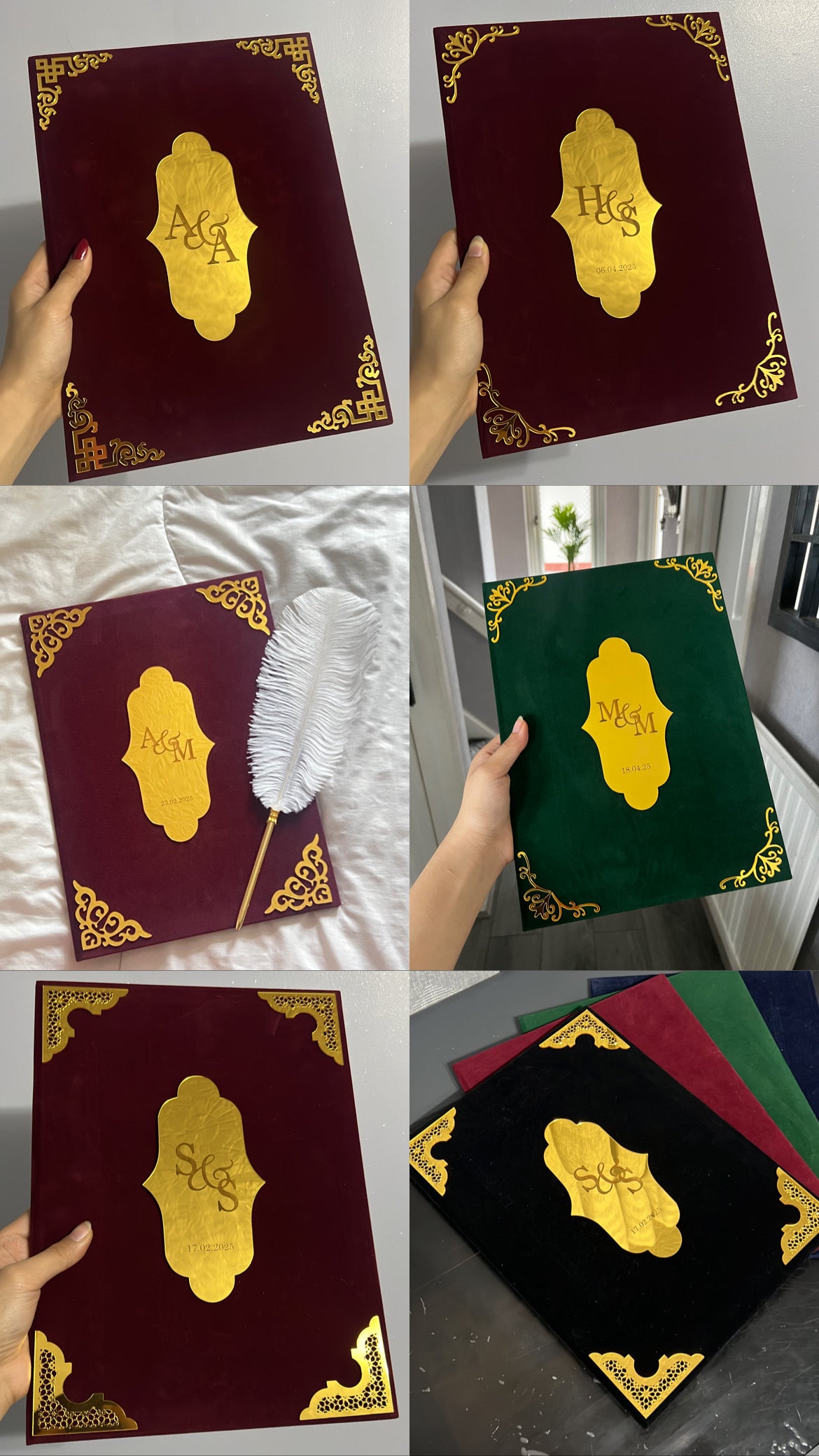 A4 velvet Nikkah booklet - personalised wedding folder - certificate holder