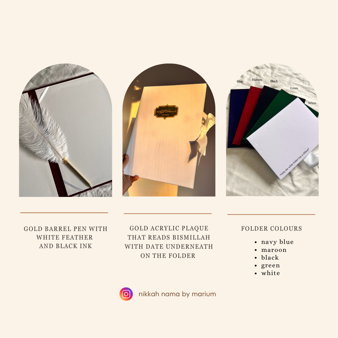 A4/A3 nikkah certificate - feather pen - folder - wedding certificate