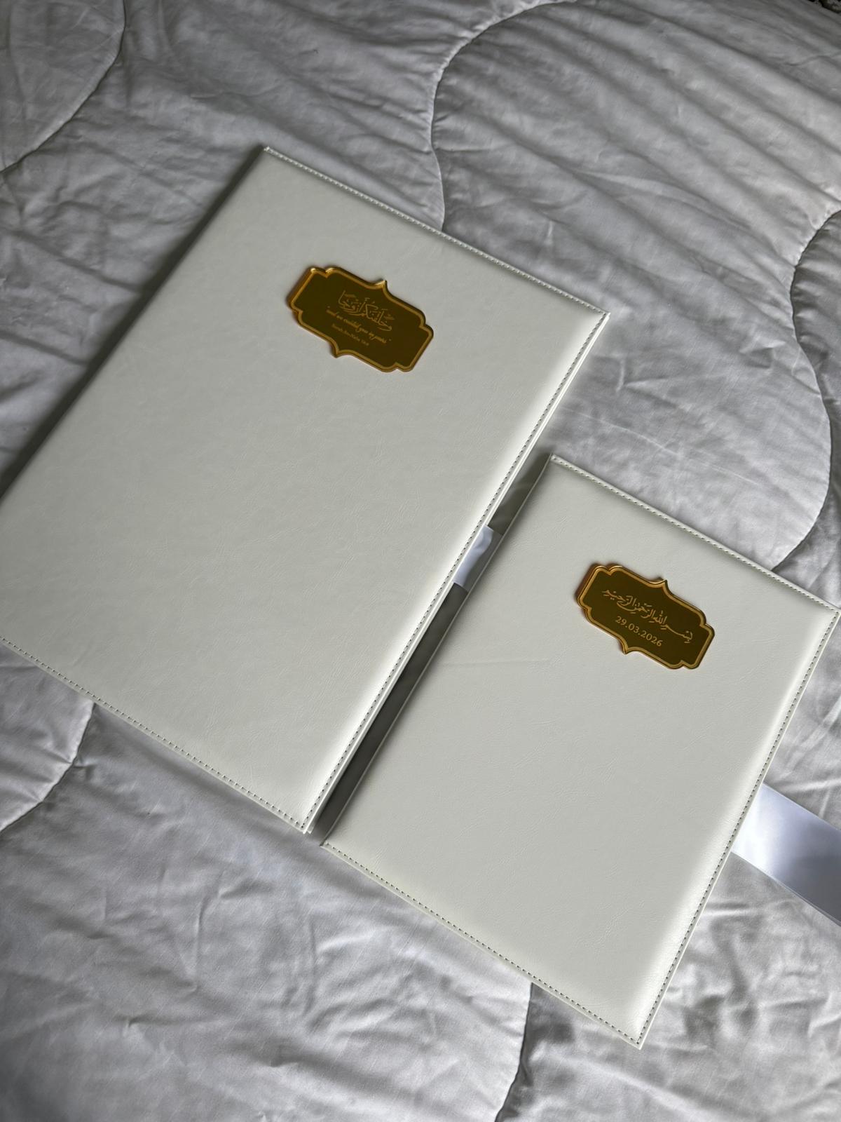 A4 Nikkah booklet - wedding folder - personalised nikkah nama booklet with rhinestones - certificate holder - feather pen