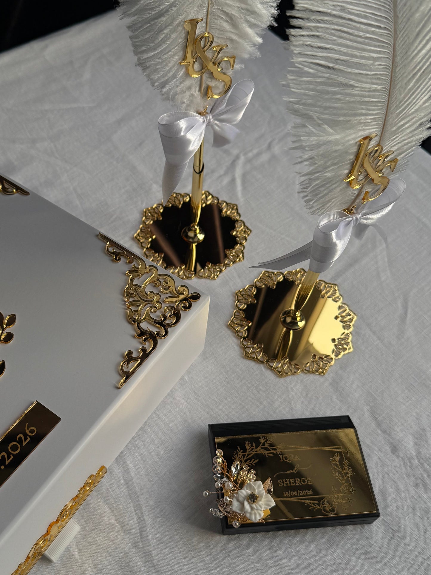A4 Nikkah bundle - wedding folder - personalised nikkah nama booklet with rhinestones - certificate holder - feather pen