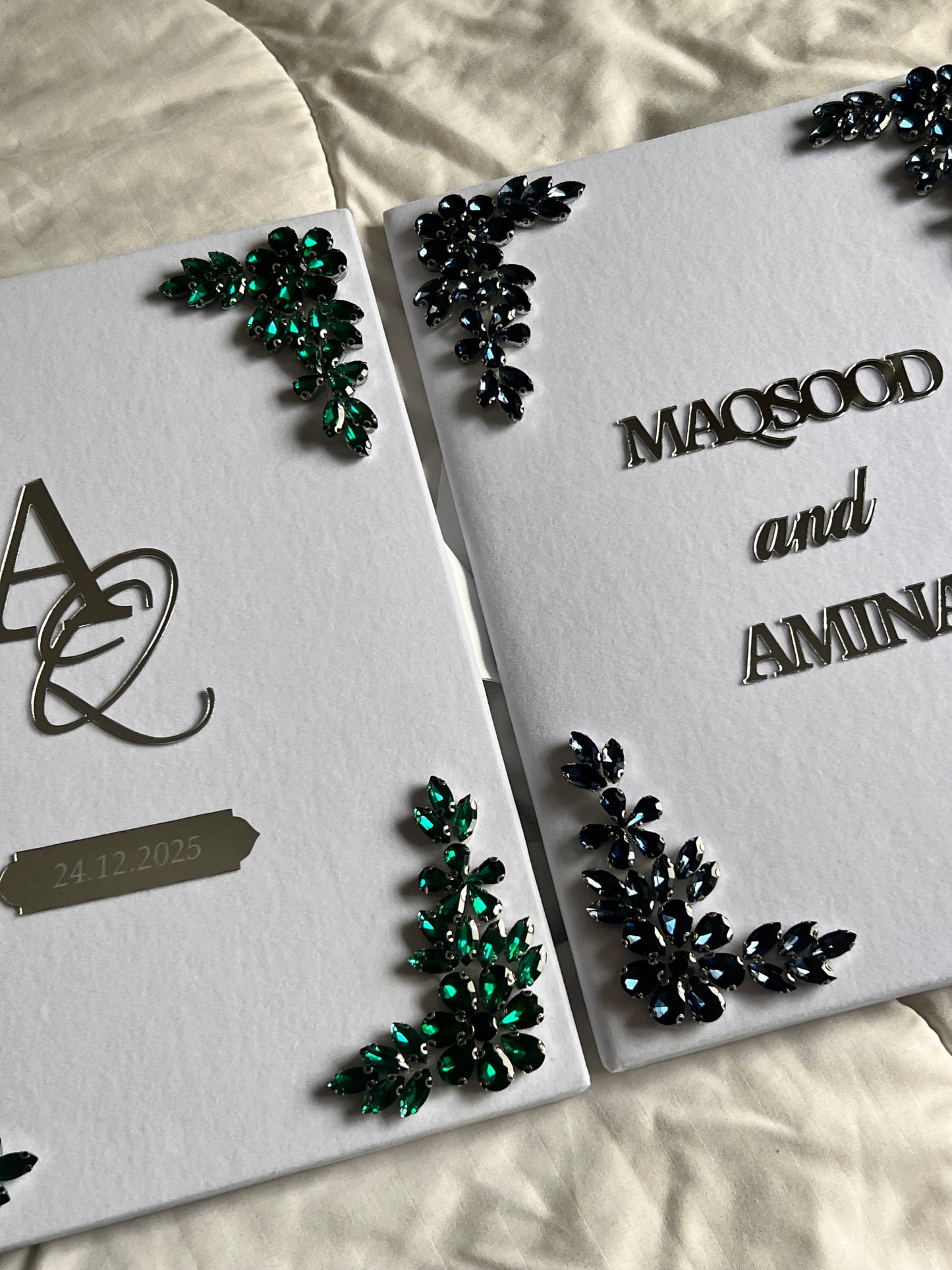 A4 velvet Nikkah booklet - wedding folder - personalised nikkah nama booklet - certificate holder - rhinestones