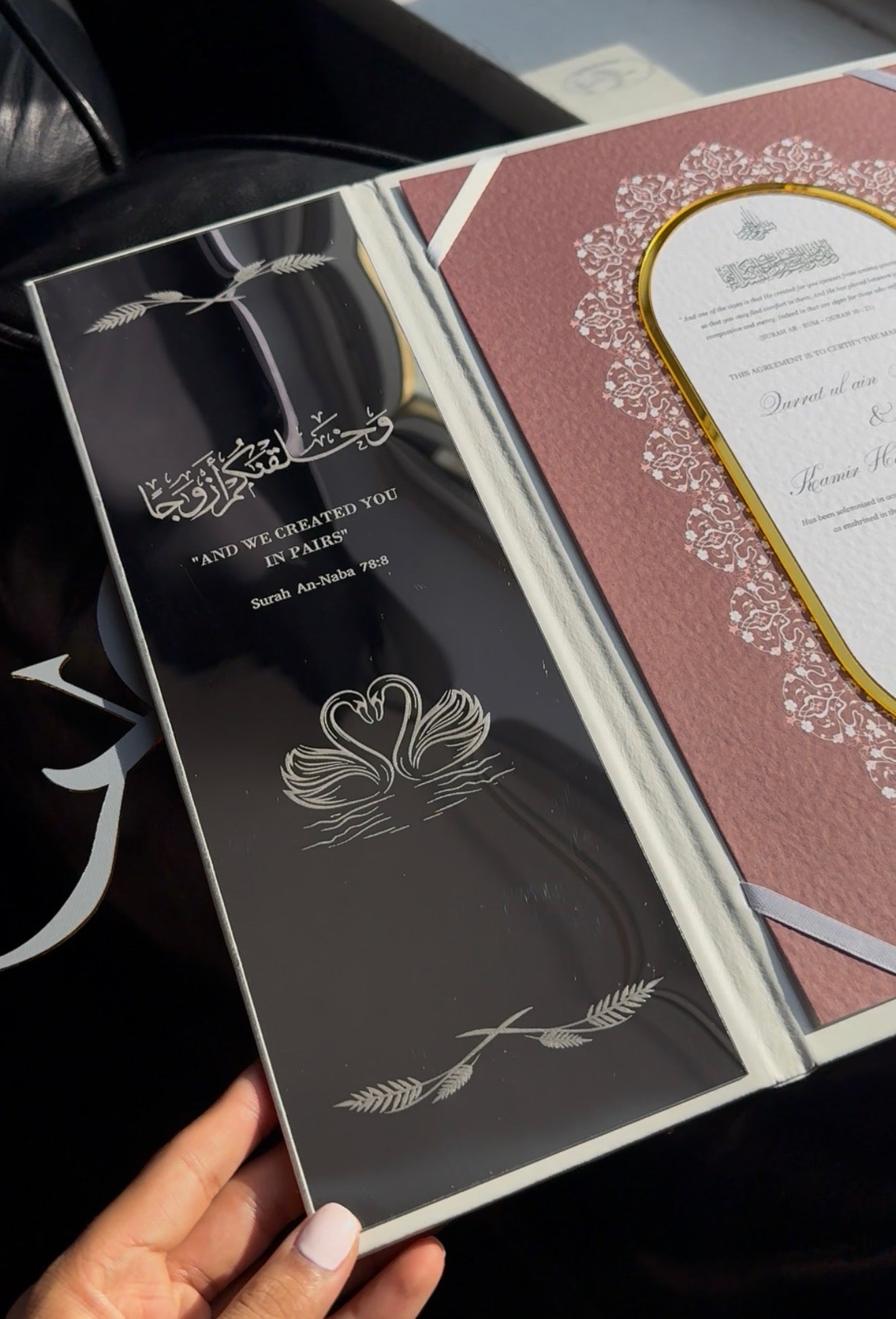 A4 Nikkah booklet - wedding folder - personalised nikkah nama booklet - certificate holder - feather pen