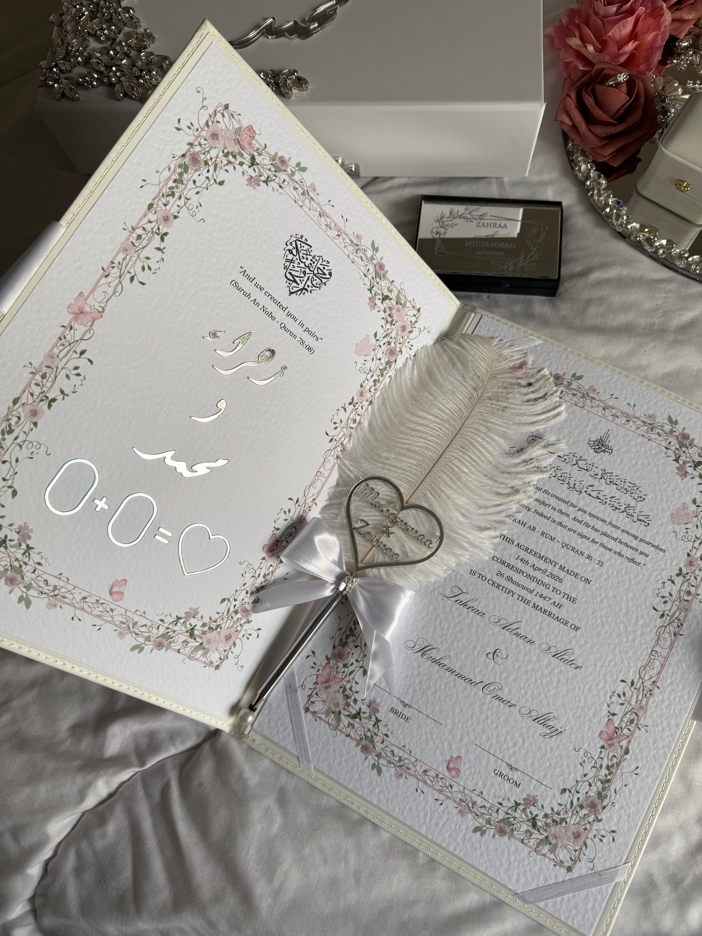 A4 Nikkah Certificate ~ Feather Pen ~ Certificate folder ~ nikkah booklet - nikkah box