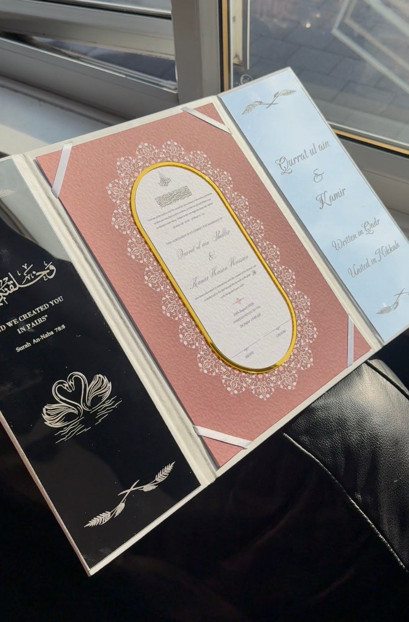 A4 Nikkah booklet - wedding folder - personalised nikkah nama booklet - certificate holder - feather pen