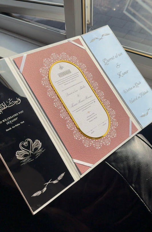 A4 Nikkah booklet - wedding folder - personalised nikkah nama booklet - certificate holder - feather pen