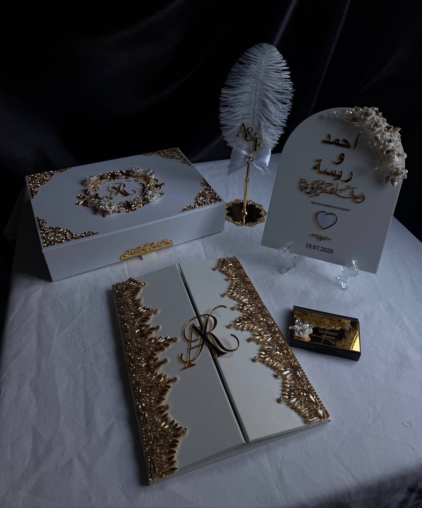 A4 Nikkah bundle - wedding folder - thumb plaque - ring tray - feather pen
