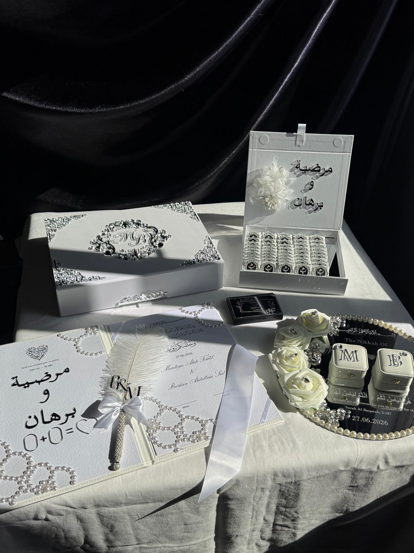 A4 Nikkah bundle - wedding folder - chocolate favours - ring tray - feather pen