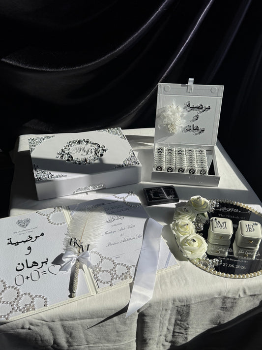 A4 Nikkah bundle - wedding folder - chocolate favours - ring tray - feather pen
