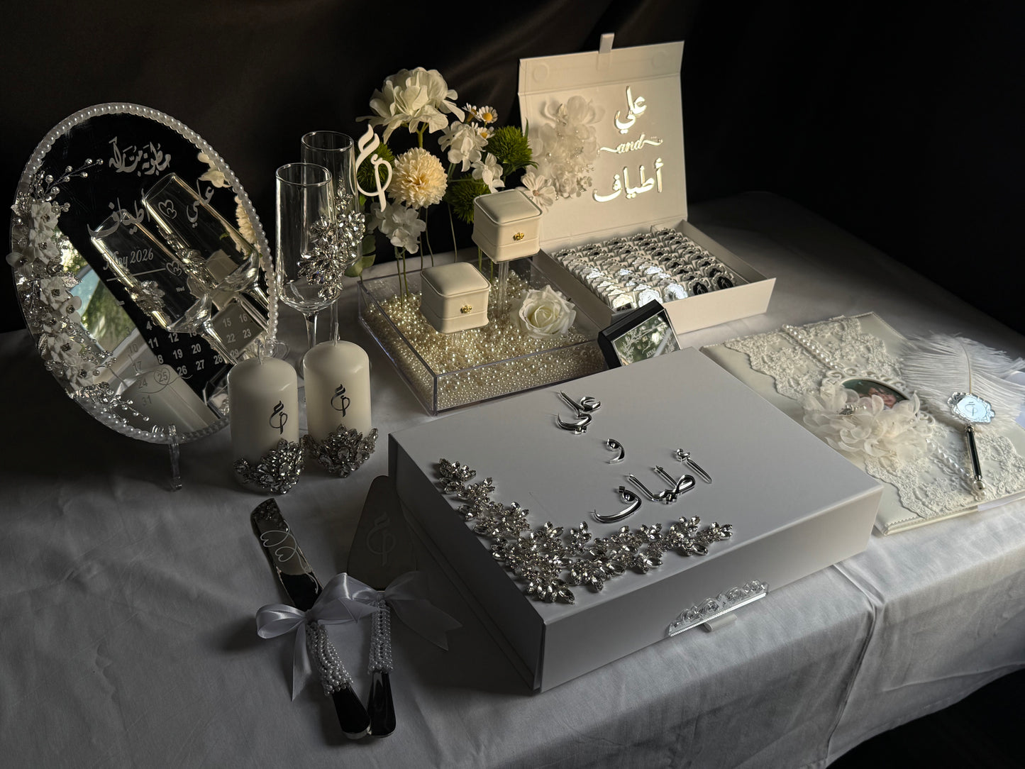 A4 Nikkah bundle - wedding folder - personalised nikkah nama booklet with rhinestones - certificate holder - feather pen