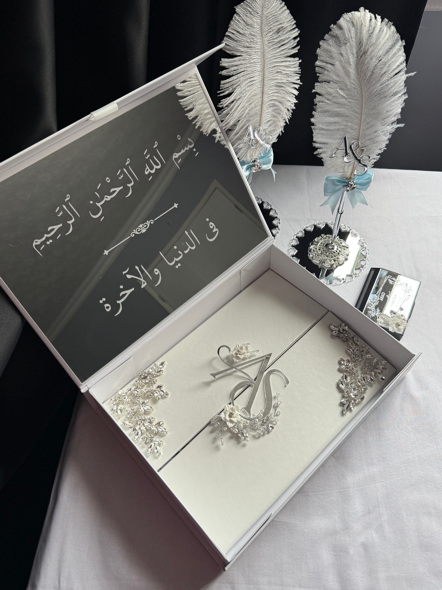 A4 Nikkah bundle - wedding folder - personalised nikkah nama booklet with rhinestones - certificate holder - feather pen