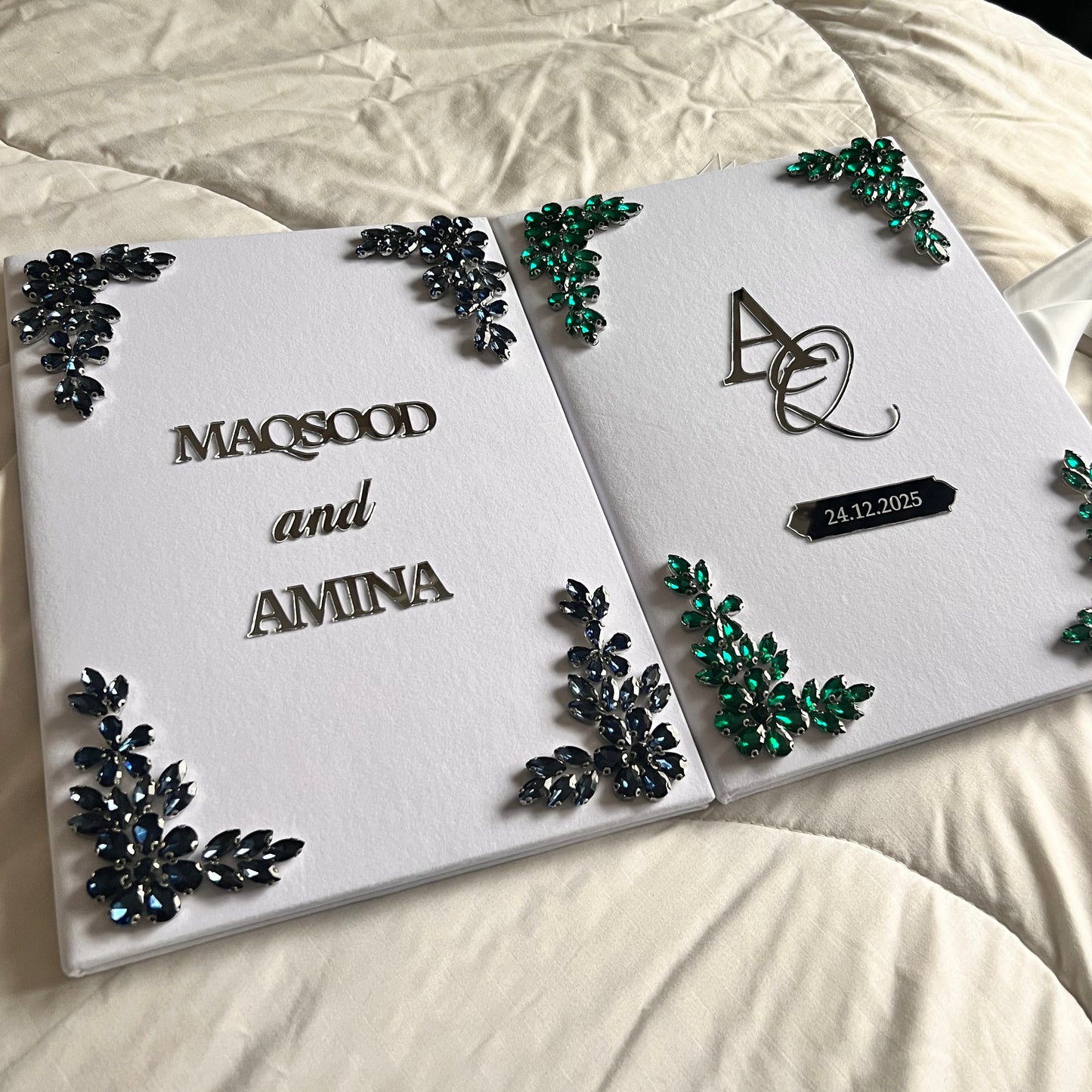 A4 velvet Nikkah booklet - wedding folder - personalised nikkah nama booklet - certificate holder - rhinestones