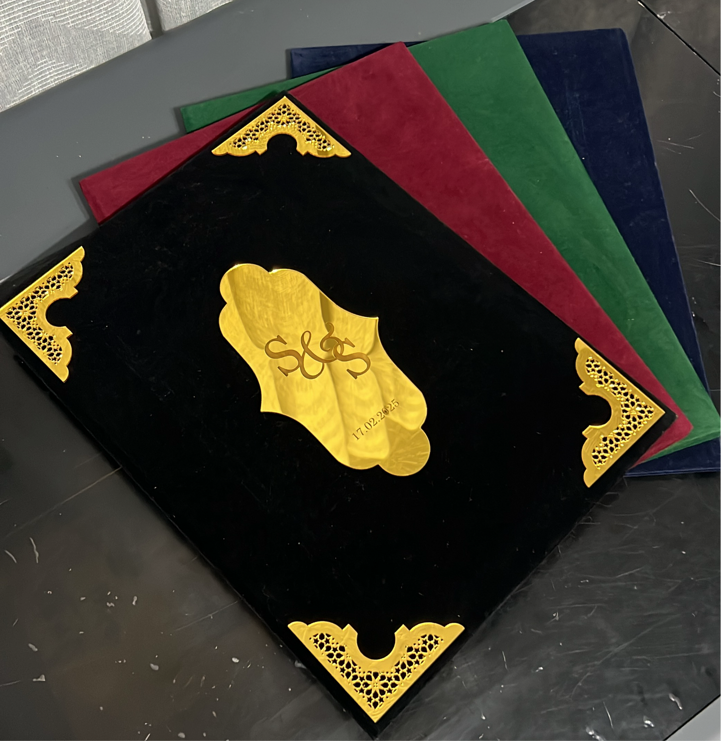 A4 velvet Nikkah booklet - personalised wedding folder - certificate holder