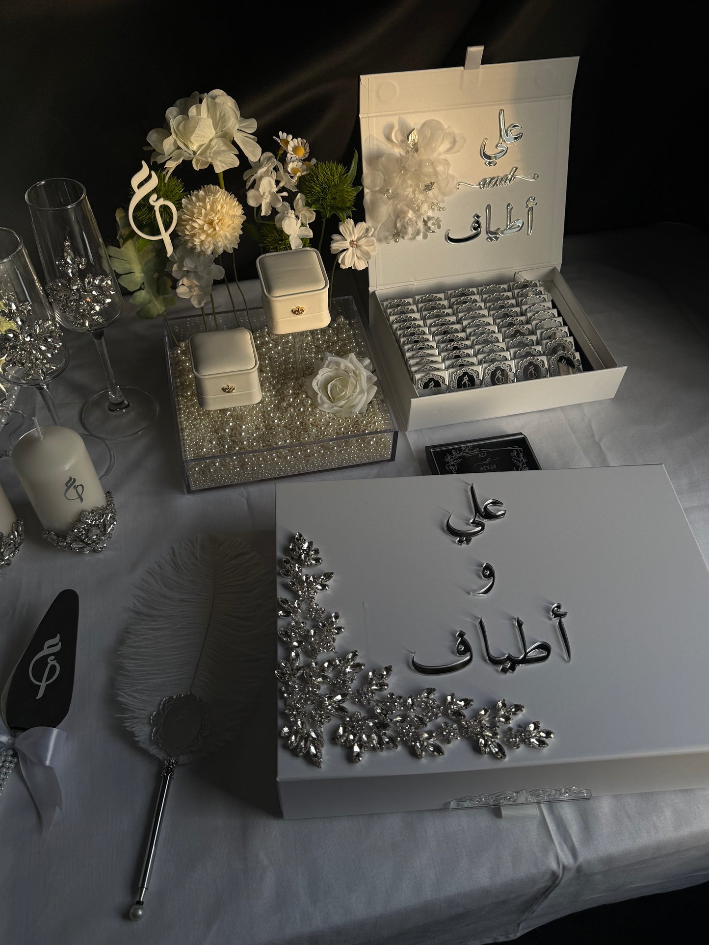 A4 Nikkah bundle - wedding folder - personalised nikkah nama booklet with rhinestones - certificate holder - feather pen