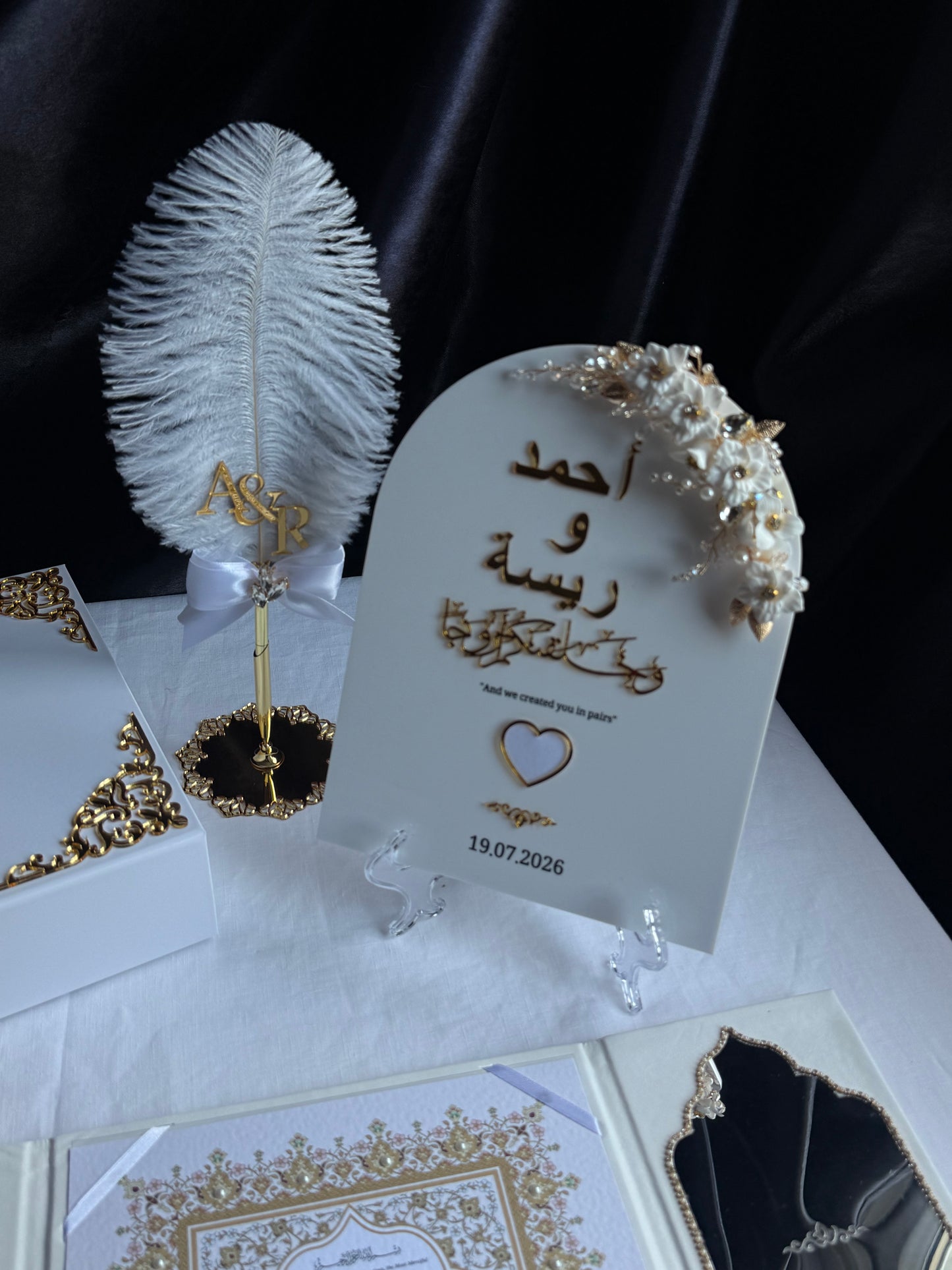 A4 Nikkah bundle - wedding folder - thumb plaque - ring tray - feather pen