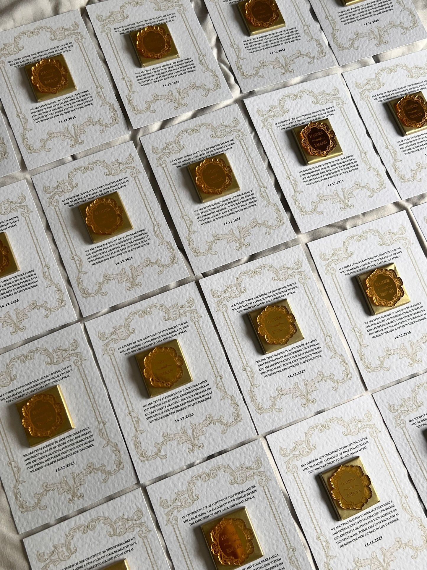 A6 Wedding Favours Chocolate, Luxury Acrylic, hammered card