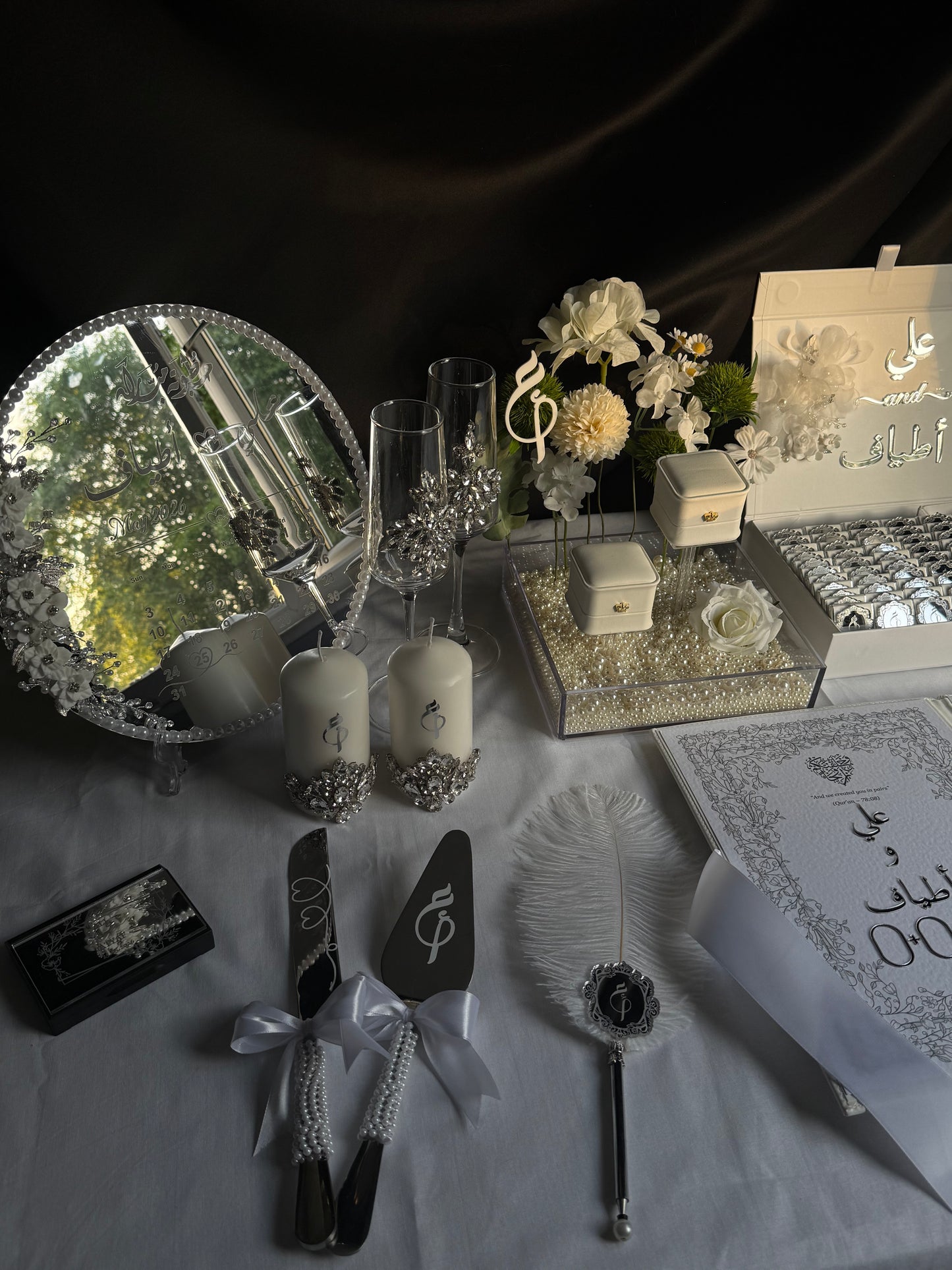 A4 Nikkah bundle - wedding folder - personalised nikkah nama booklet with rhinestones - certificate holder - feather pen