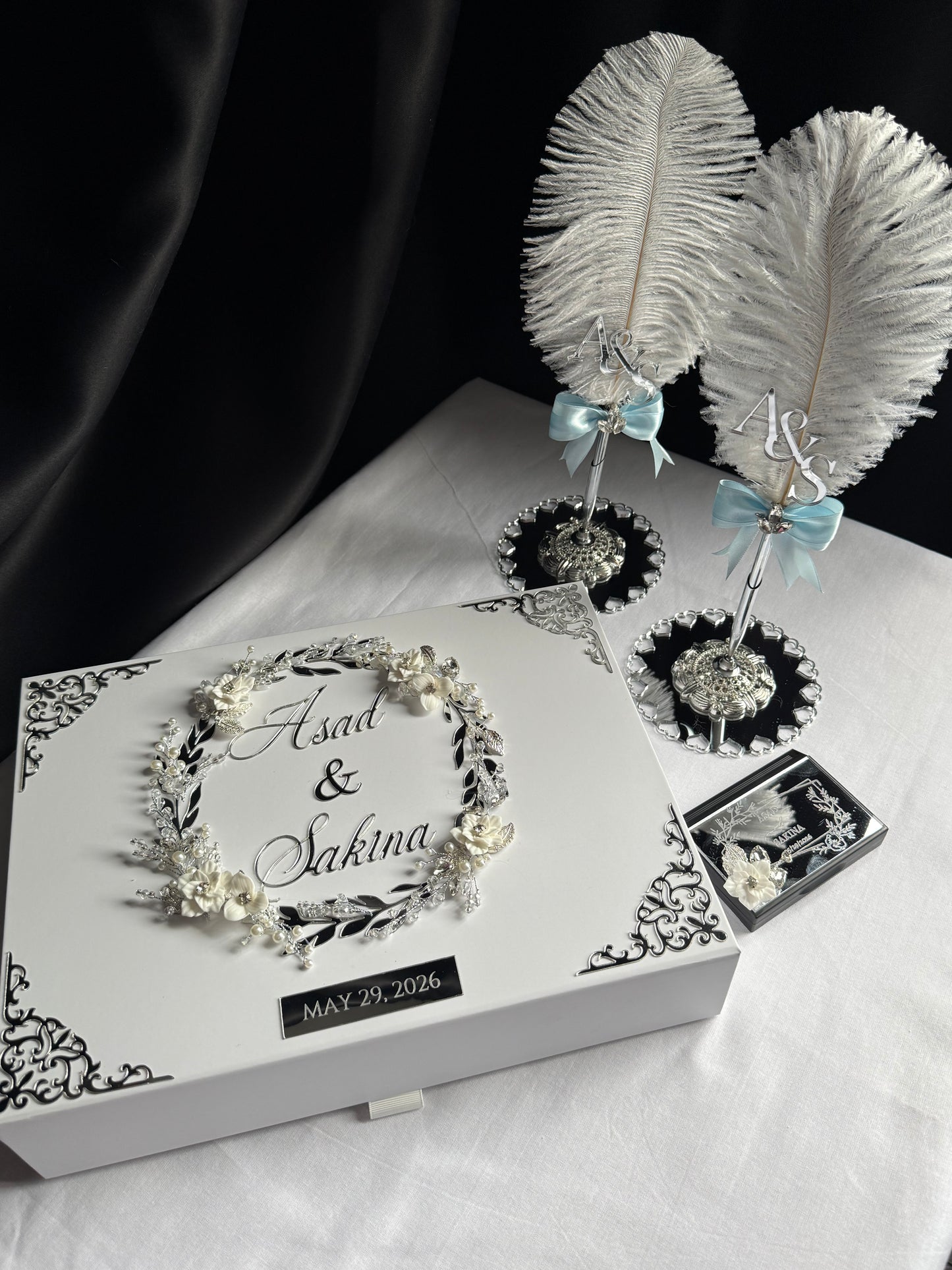 A4 Nikkah bundle - wedding folder - personalised nikkah nama booklet with rhinestones - certificate holder - feather pen