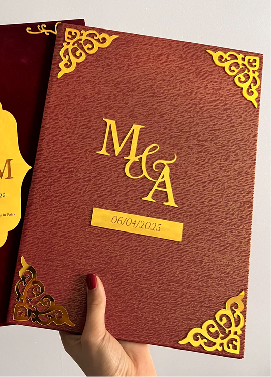 A4 leather Nikkah booklet - personalised wedding folder - certificate holder