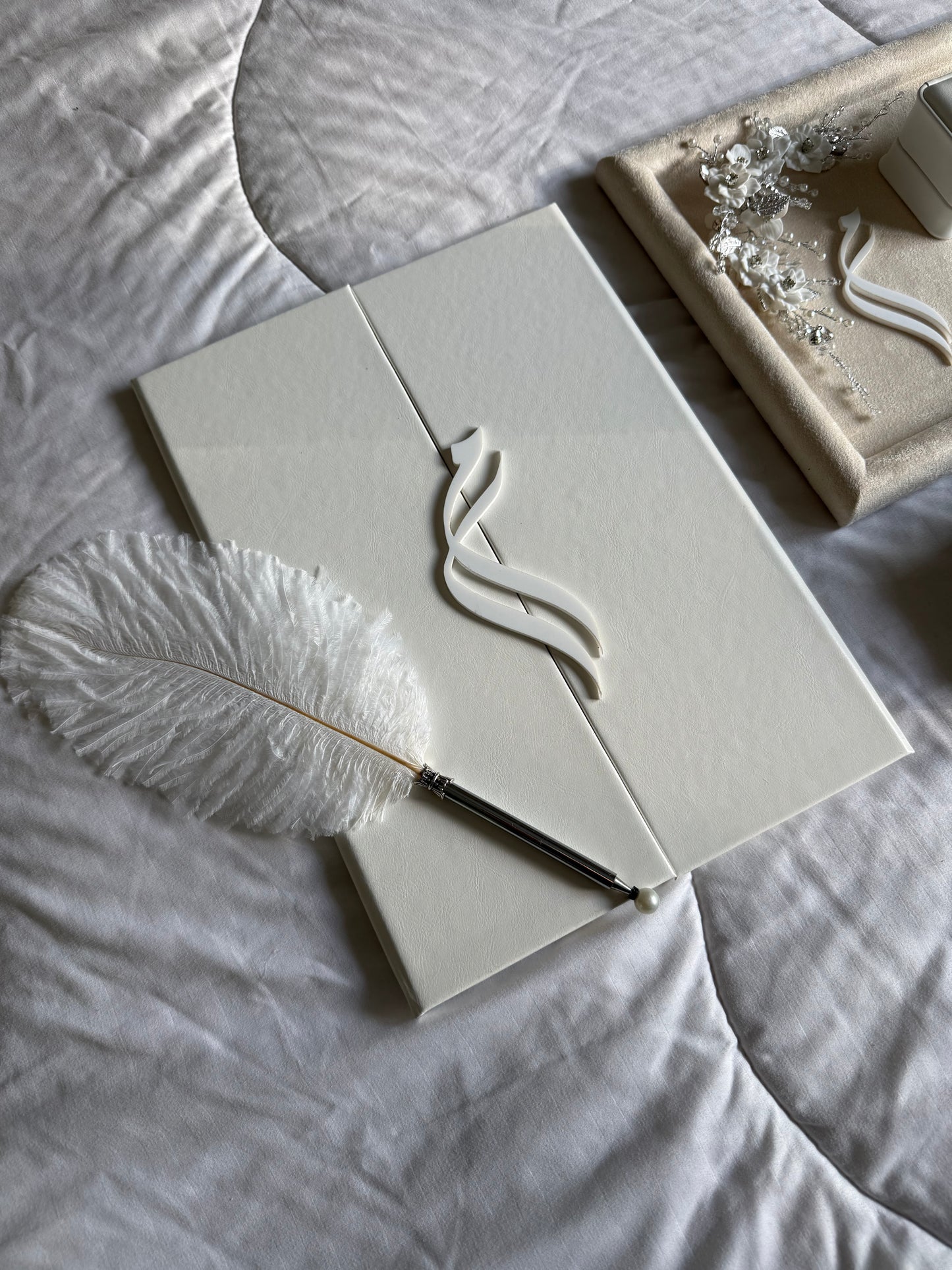 A4 Nikkah Certificate ~ Feather Pen ~ Certificate folder ~ silver nikkah booklet - nikkah box