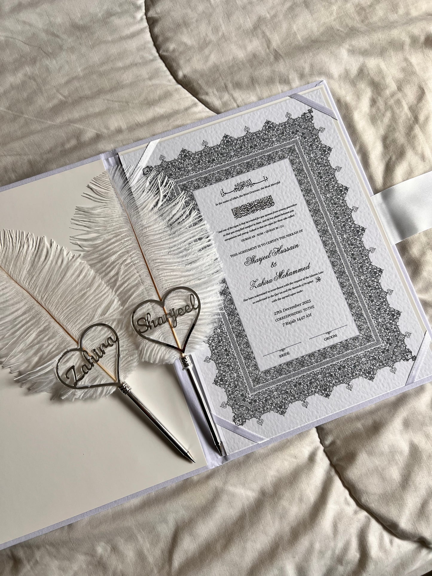 A4 Nikkah booklet - personalised wedding velvet folder - certificate holder