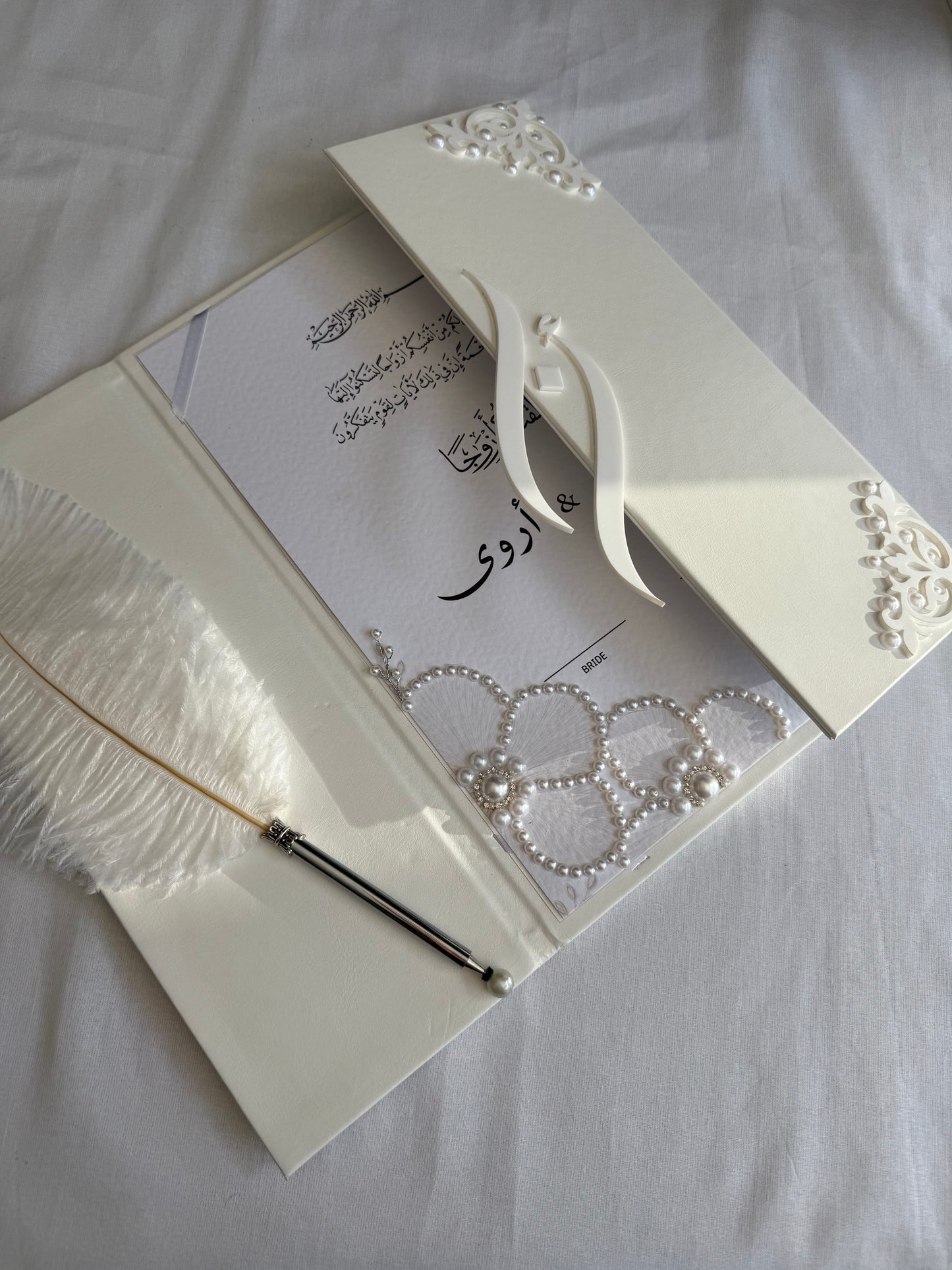 A4 nikkah certificate - feather pen - folder - wedding certificate