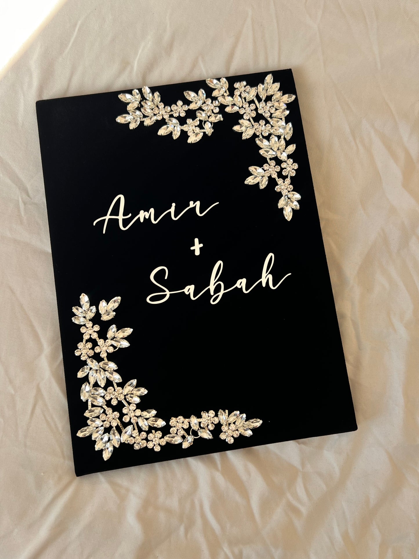 A4 Nikkah booklet - personalised wedding velvet folder - certificate holder - rhinestones