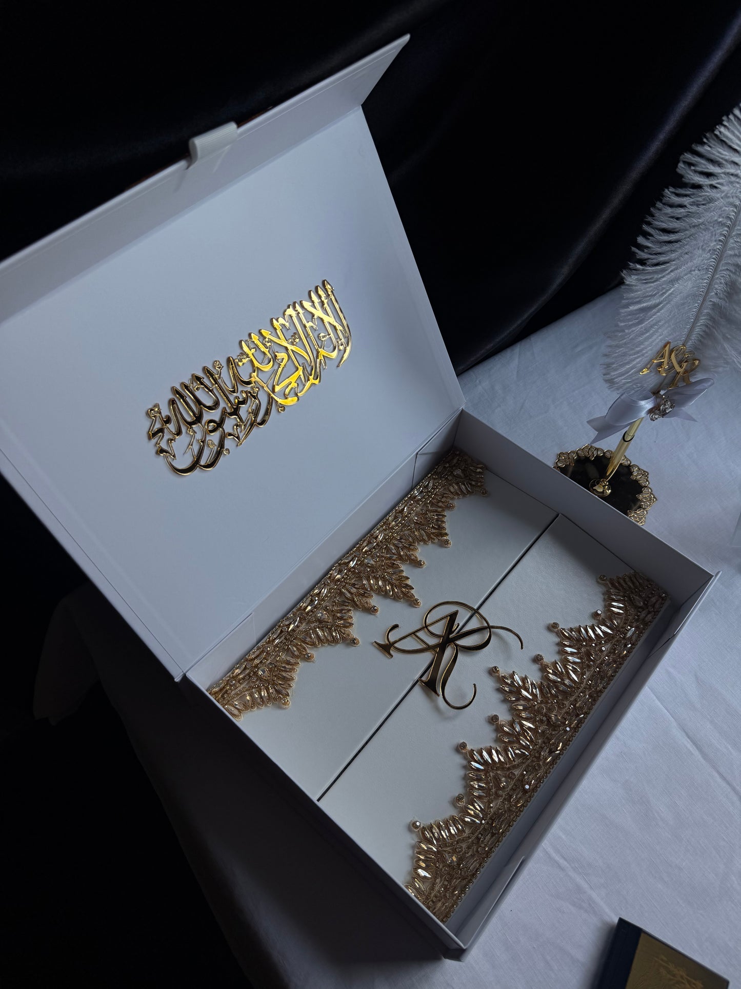A4 Nikkah bundle - wedding folder - thumb plaque - ring tray - feather pen