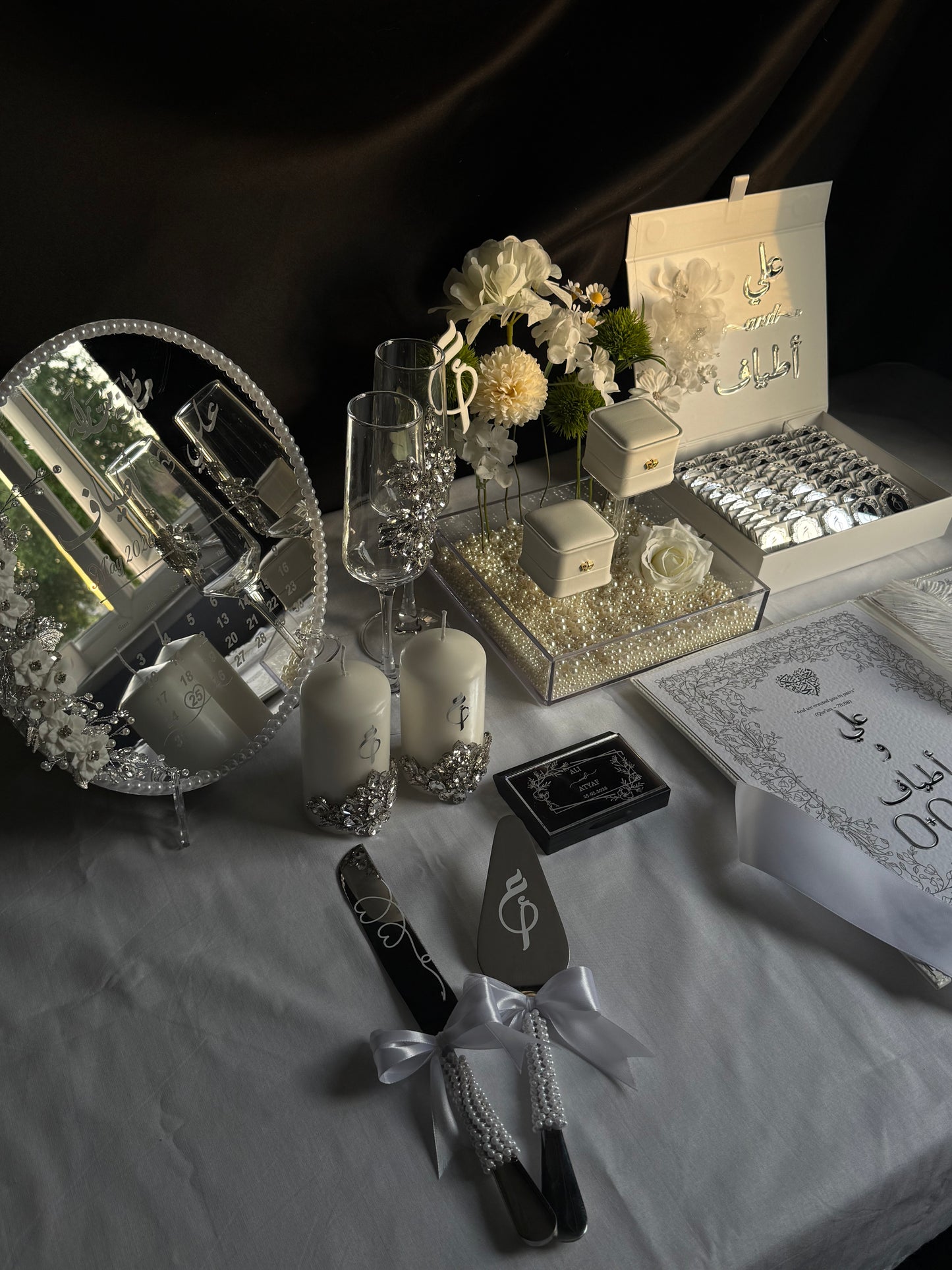 A4 Nikkah bundle - wedding folder - personalised nikkah nama booklet with rhinestones - certificate holder - feather pen