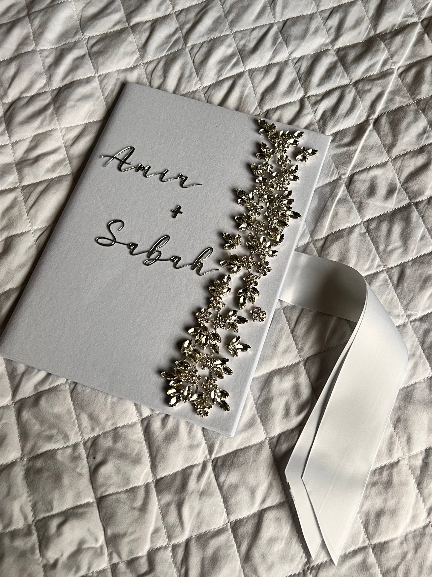 A4 Nikkah booklet - personalised wedding velvet folder - certificate holder - rhinestones