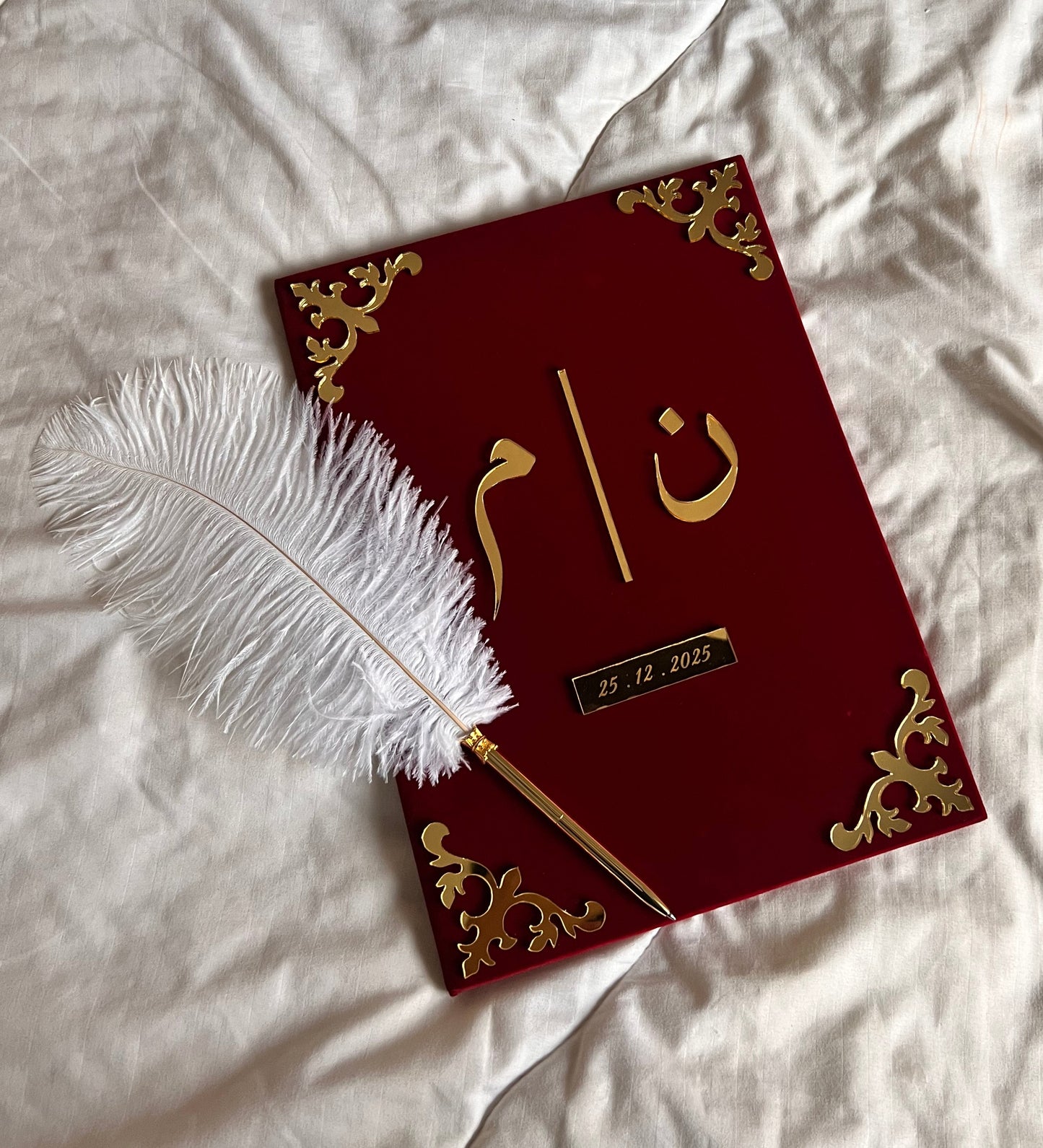 A4 velvet Nikkah booklet - personalised wedding folder - certificate holder