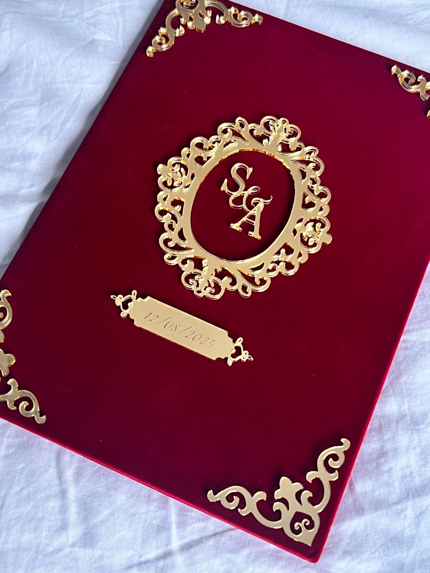 A4 velvet Nikkah booklet - personalised wedding folder - certificate holder