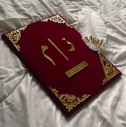 A4 velvet Nikkah booklet - personalised wedding folder - certificate holder