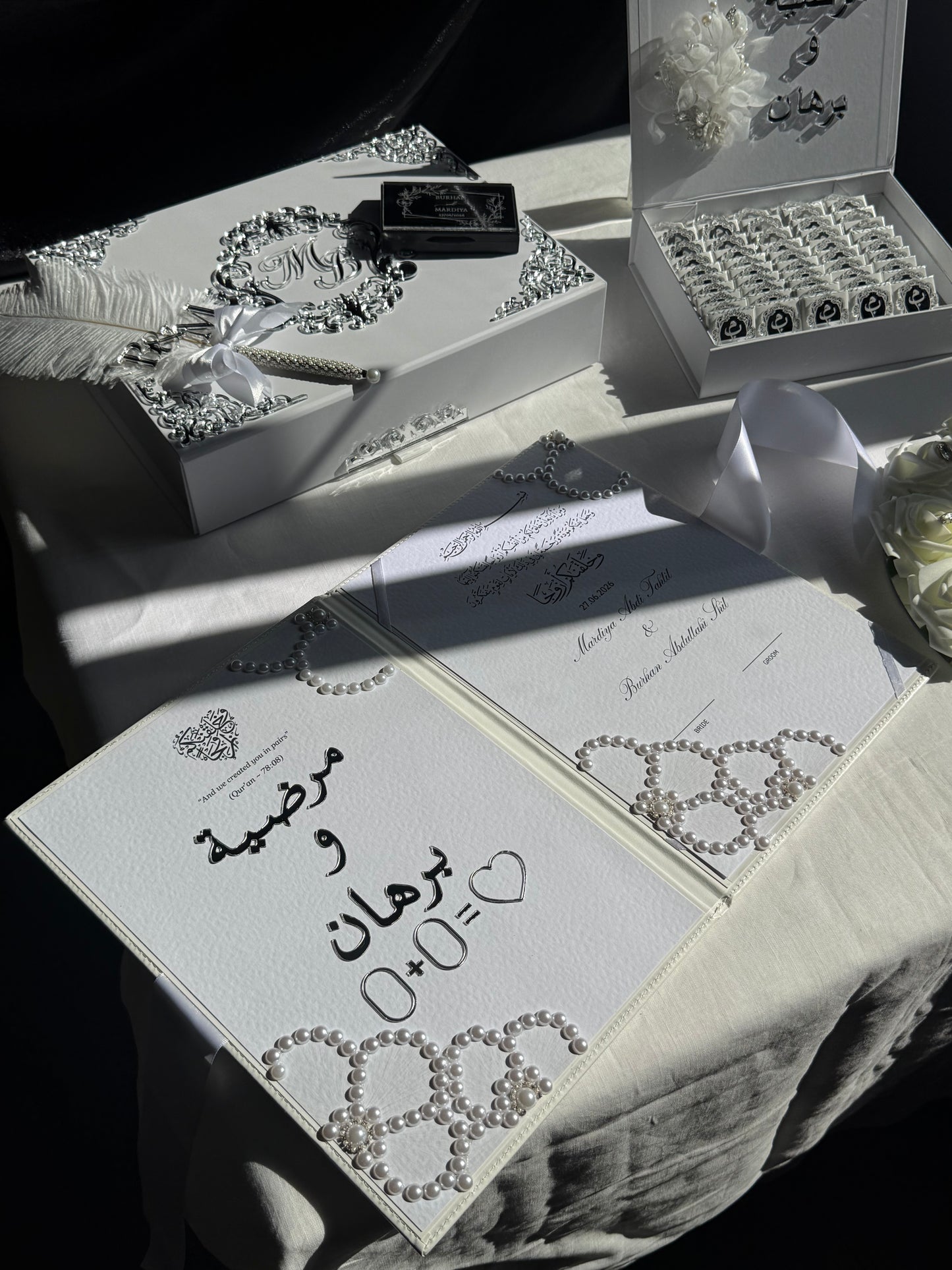 A4 Nikkah bundle - wedding folder - chocolate favours - ring tray - feather pen