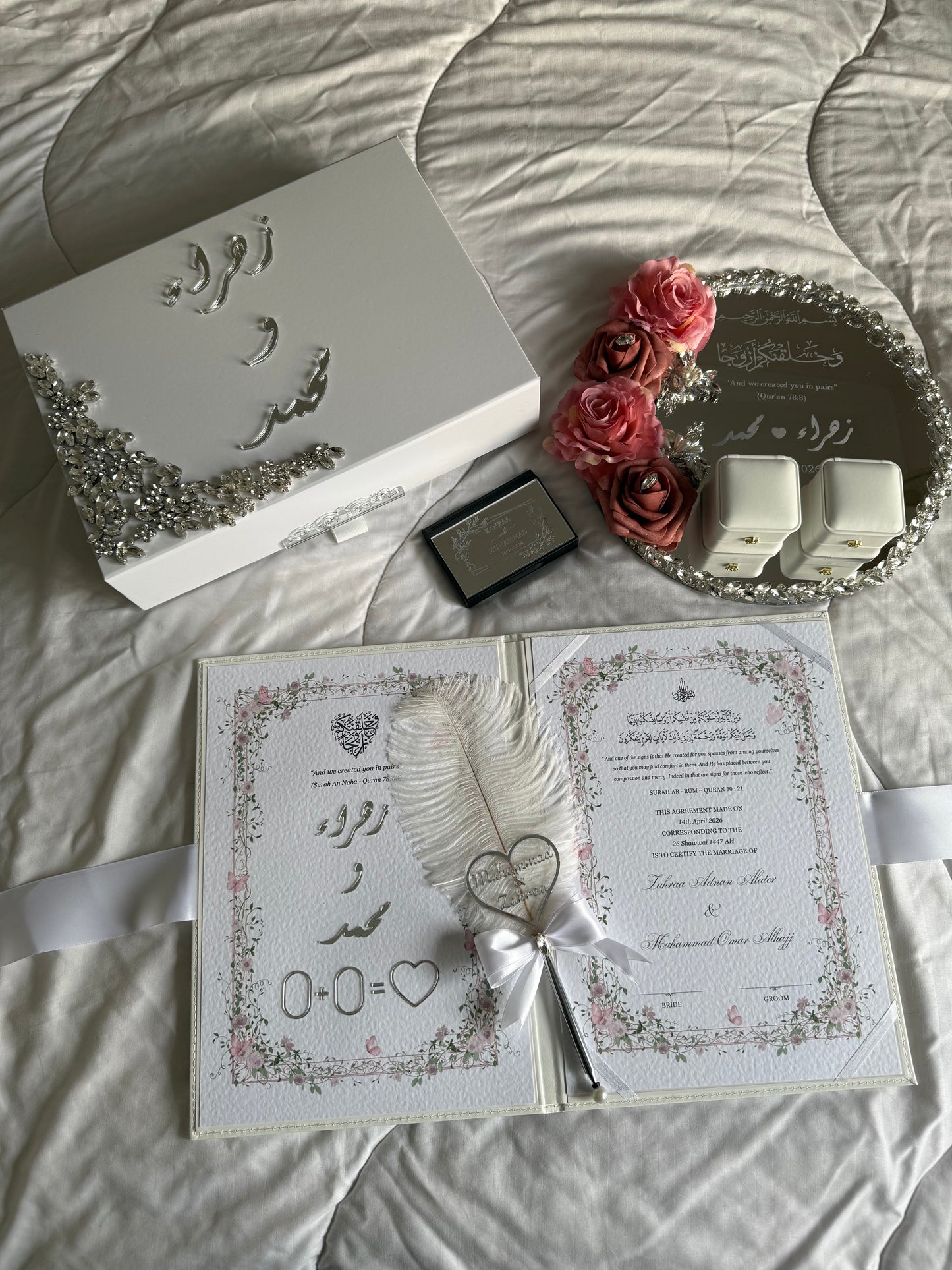 A4 Nikkah Certificate ~ Feather Pen ~ Certificate folder ~ nikkah booklet - nikkah box