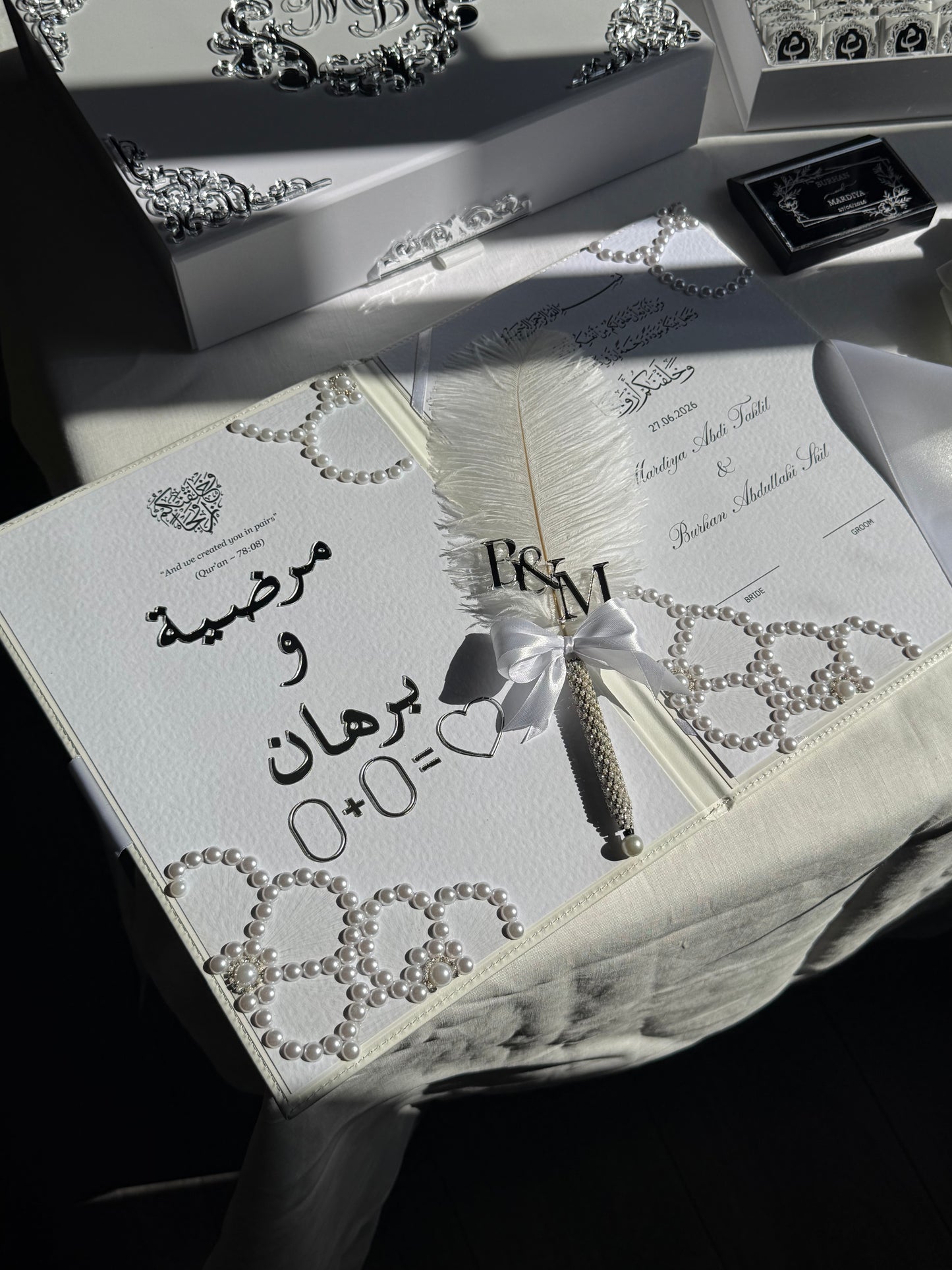 A4 Nikkah bundle - wedding folder - chocolate favours - ring tray - feather pen