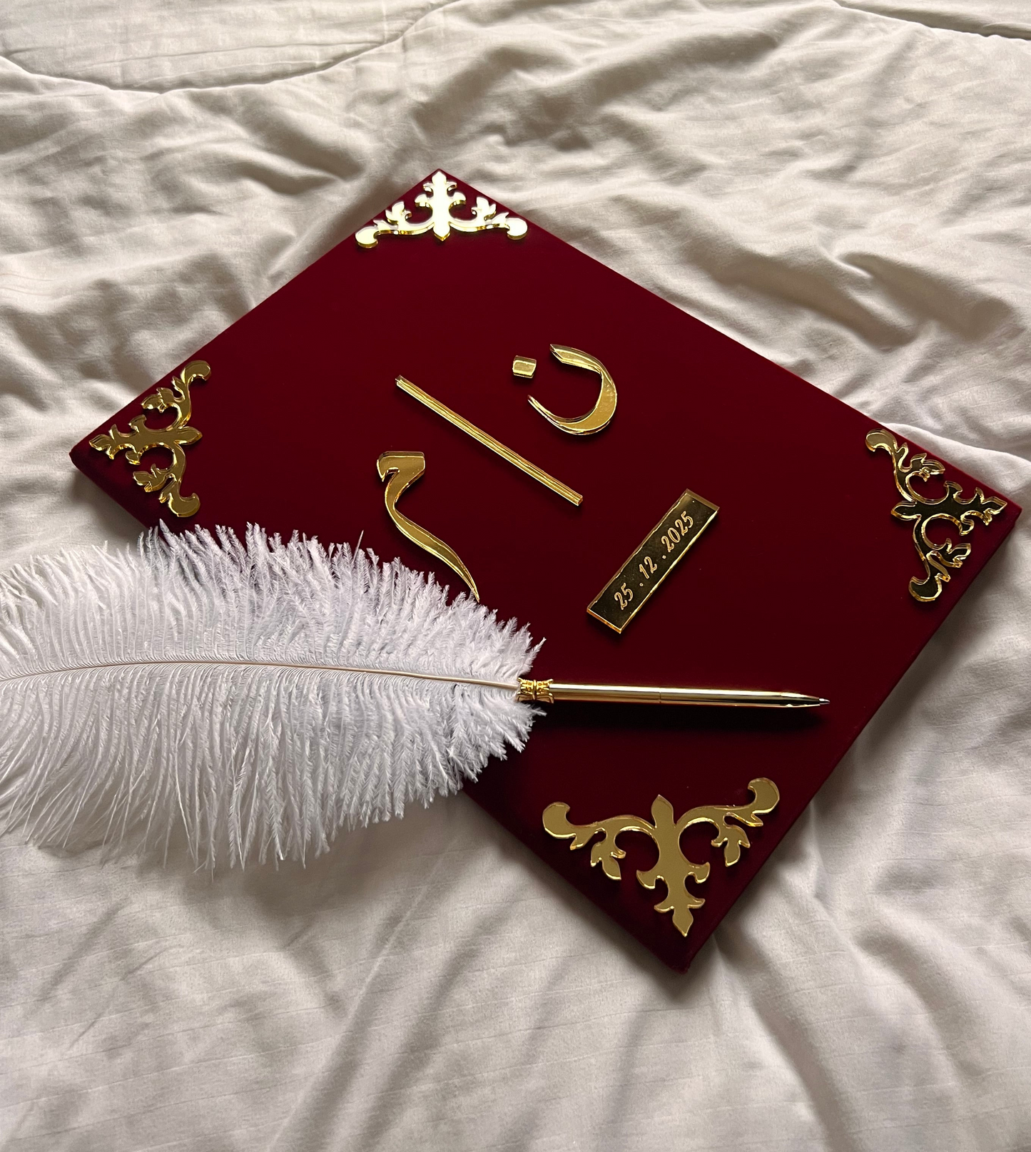 A4 velvet Nikkah booklet - personalised wedding folder - certificate holder