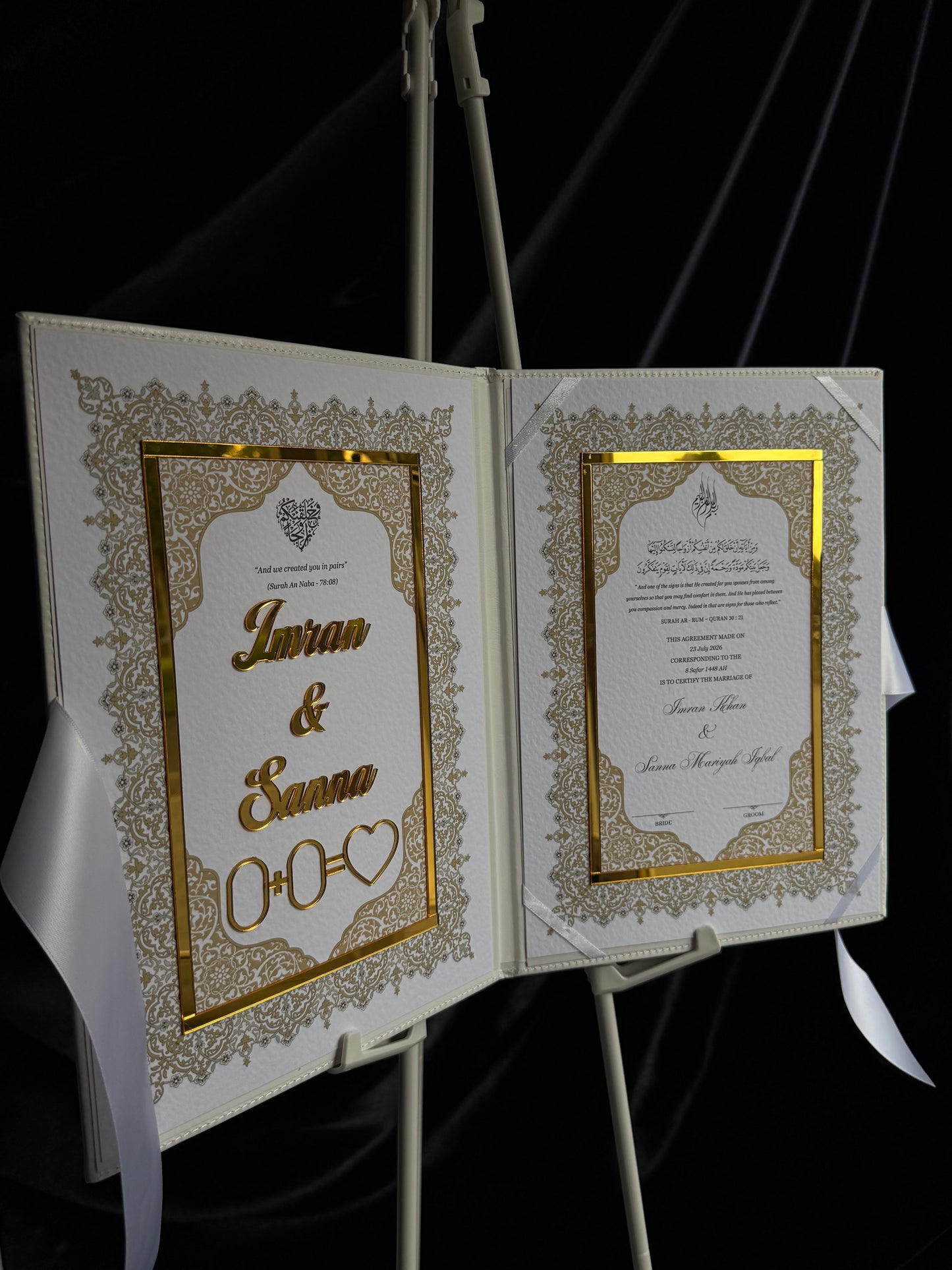 A4 Nikkah booklet - wedding folder - personalised nikkah nama booklet - certificate holder - feather pen