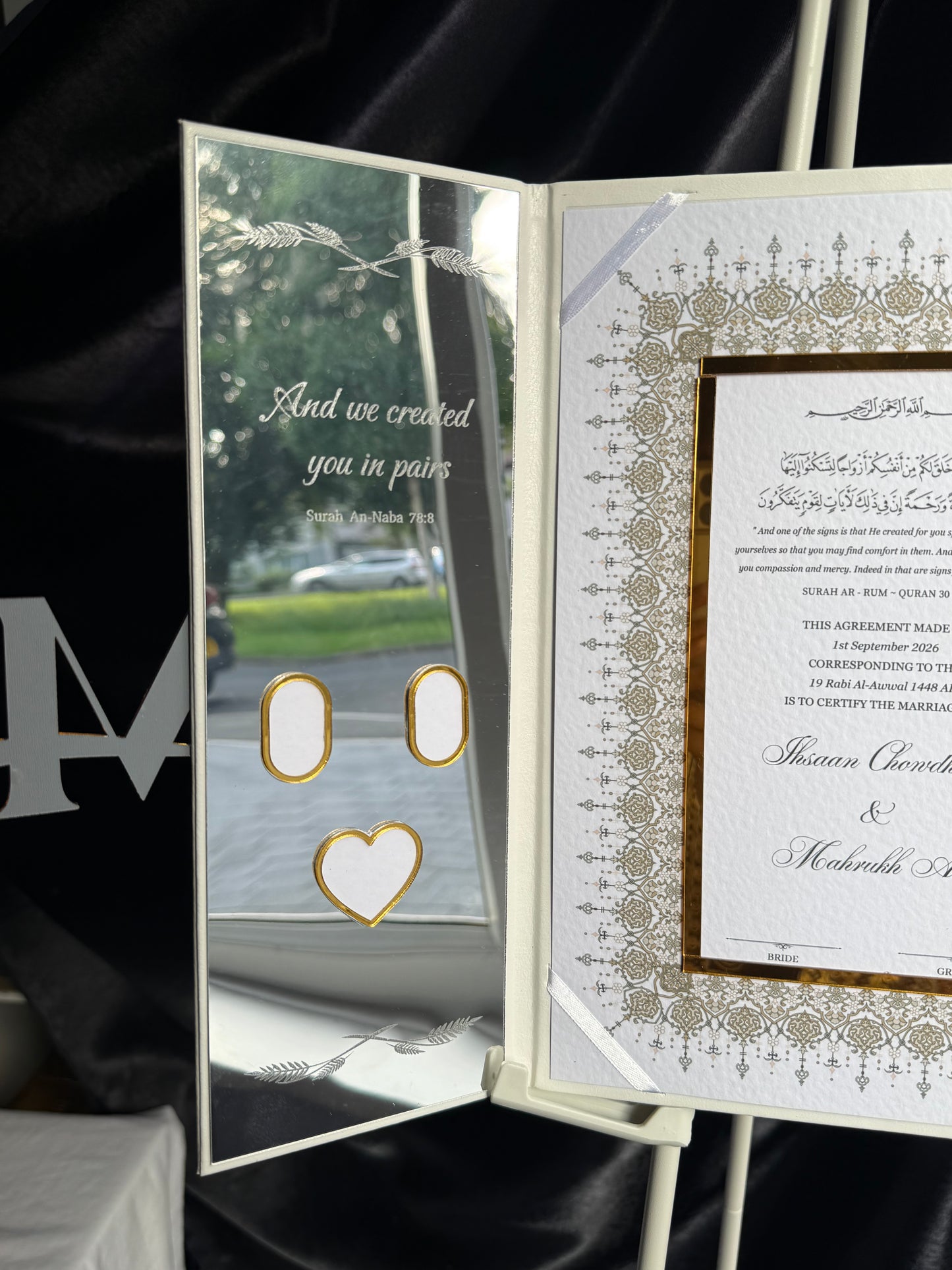 A4 Nikkah booklet - wedding folder - personalised nikkah nama booklet - certificate holder - feather pen